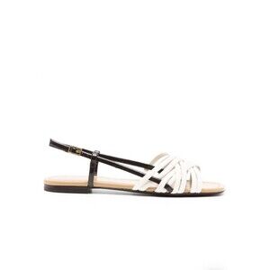 Tory Burch Strappy Leather Slingback Sandals Black And White Size 8M EUC